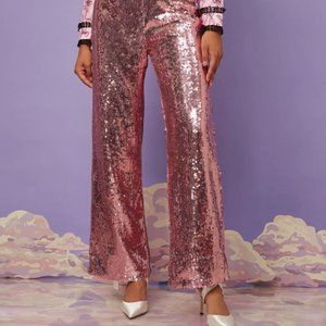 Sister Jane Recital Sequin Trousers- Metallic Pink